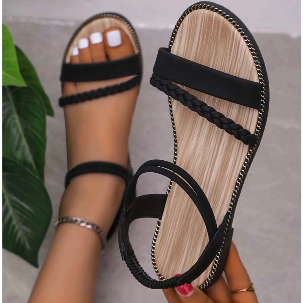 Black strap sandals